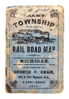(MAP, RAILROADS) Cram's Township and Rail Road Map ofMichigan. Chicago, c. 1890.