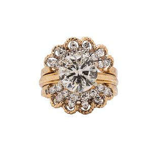 14K Yellow Gold Vintage Solitaire Diamond Ring with Guard