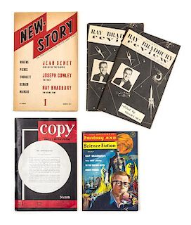 * BRADBURY, RAY. 4 short storeies (in 3 mags) [The Other Foot; The Handler; To The Chicago Abyss; Pheonix]. With 2 signed Bradbu