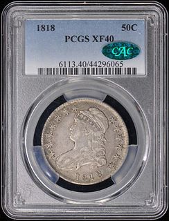 1818 50C Capped Bust Half Dollar PCGS XF40 (CAC)