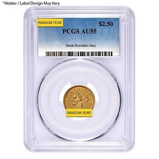 $2.5 Gold Quarter Eagle Liberty Head PCGS AU 55 (Random Year)