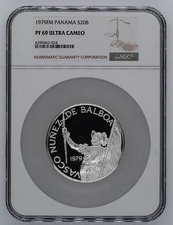 1979 FM PROOF PANAMA SILVER BALBOAS S20B NGC CERTIFIED PF 69 ULTRA CAMEO (024)
