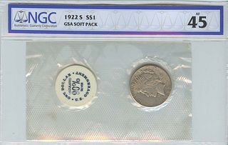 1922-S Peace Dollar GSA SOFT PACK S$1 NGC XF45