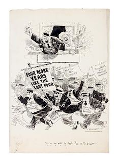 (CHICAGO) MCCUTCHEON, JOHN TINNEY. 6 original pen and ink illustrations for The Chicago Tribune re: crime, c. 1926-1931.