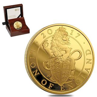 2017 Great Britain 1 oz Proof Gold Queen's Beasts Lion of England Coin .9999 Fine (w/Box & COA)