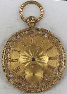 Swiss Multi-Color Gold Pocket Watch 47mm Size 18k Gold Open-Face - Not Working