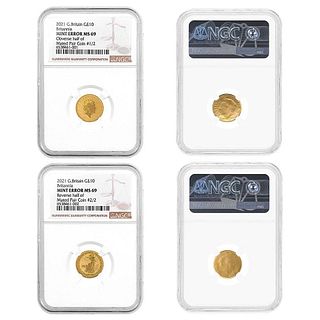 2021 Great Britain 2 x 1/10 oz Gold Britannia 2-Coin Mated Pair Set NGC MS 69 Mint Error