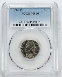 1992 P JEFFERSON NICKEL 5C PCGS CERTIFIED MS 66 MINT STATE UNCIRCULATED (070)