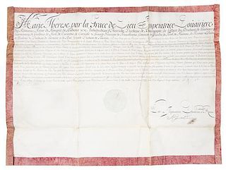 THERESIA, EMPRESS MARIA. Document signed. Vienna, July 31, 1767.