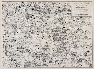 (MAP) BEAURAIN, CHEVALIER DE. Carte des Camps de Leuse et d'Hauterive les 17 et 20 May 1690. [1776].