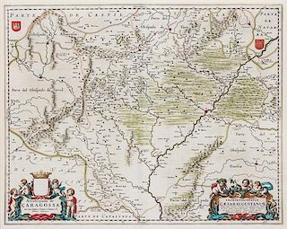 (MAP) [BLAEU, JOAN] ArÇobispado de Caragossa.  [Amsterdam]: [1664].