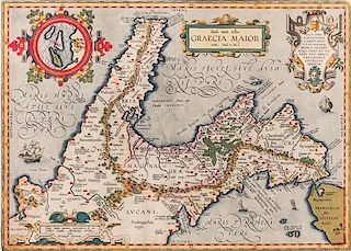 (MAP) ORTELIUS, ABRAHAM. Itala nam tellus Graecia Maior. [Amsterdam], c. 1600