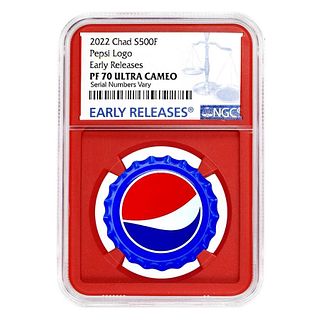2022 Chad 6 gram Pepsi Bottle Cap Proof Silver Coin NGC PF 70 ER (Red Core)