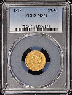 1878 $2.50 Liberty Head Quarter Eagle PCGS MS61