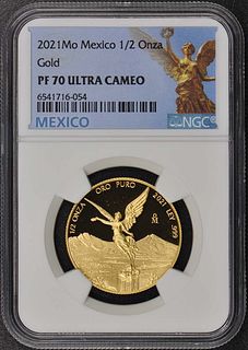 2021 Mo Mexico Proof Gold Libertad 1/2 ONZA NGC PF70