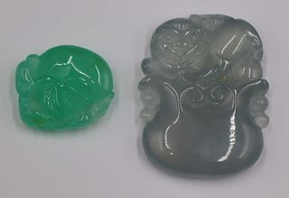 (2) Carved, Possibly Jade, Asian Pendants.