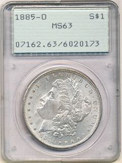 1885-O Morgan Silver Dollar OGH PCGS MS63