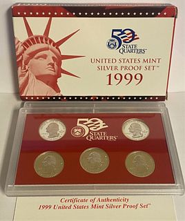 1999 United States Mint Silver Proof Set (9-coins) OGP