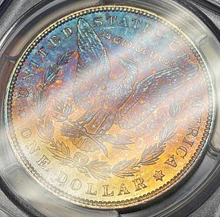 Rainbow Toned 1896 Morgan Silver Dollar PCGS MS64