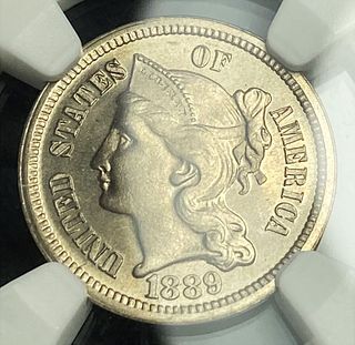 1889 Liberty Head 3 Cent Nickel NGC PF66