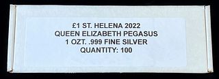 Box (100-coin) 2022 St.Helena Q.E 1oz Pegasus .999 Slvr