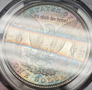 Rainbow Toned 1887 Morgan Silver Dollar PCGS MS62