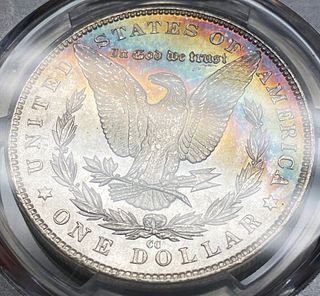 Rainbow Toned 1883-CC Morgan Silver Dollar PCGS MS62