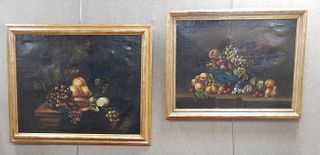 (2) Early 20th C. Oils on Canvas, Still Life with Fruit.
