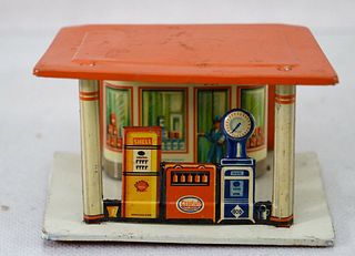 Georg Fischer No. 337 Service Station Tin Toy Made in Germany 1952