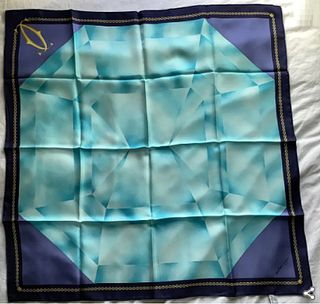 CARTIER SILK TEAL BLUE SCARVE MADE IN ITALY