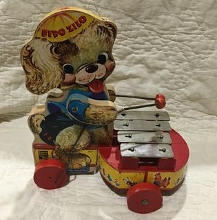  FISHER PRICE WOODEN FIDO ZILO # 707 WOOD PULL TOY Works