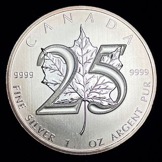25th Anniver. 2013 Canada Maple Leaf 1 ozt .9999 Silver
