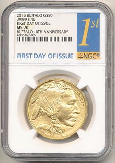 Last Min! Special Label 2016 1ozt Buffalo Gold NGC MS70