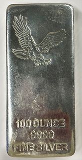 100 ozt Cast Pour Extremely Pure .9999 Silver Bar