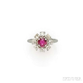 14kt White Gold, Ruby, and Diamond Ring