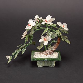 A CHINESE JADE AND HARDSTONE JARDINIERE 