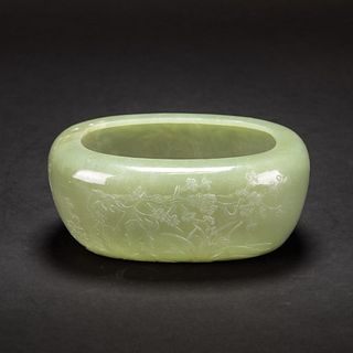 A PALE CELADON JADE WASHER, QING DYNASTY 