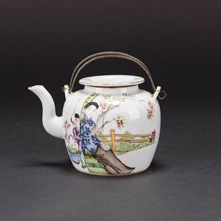 A CHINESE FAMILLE ROSE 'FIGURAL' TEAPOT