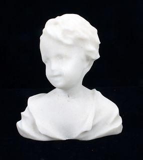 CARVED MARBLE BUST OF CHILD