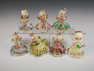 LEFTON CHINA HAND PAINTED ANGEL OF THE DAY FIGURES