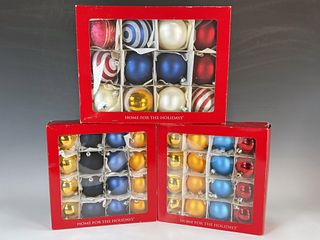 3 BOXES HOME FOR THE HOLIDAYS HANDBLOWN GLASS BALL ORNAMENTS