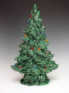 CERAMIC CHRISTMAS TREE WITH MULTICOLOR BULBS