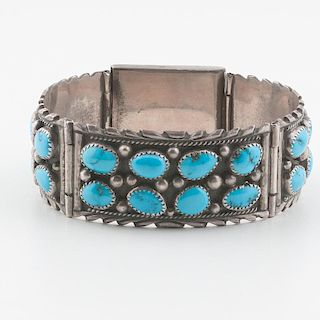 Southwestern Silver and Turquoise Bracelet