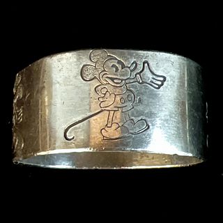 VINTAGE MICKEY MOUSE SILVER NAPKIN RING