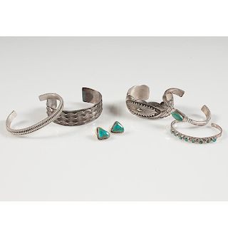 Navajo Silver and Turquoise Bracelets and Earrings
