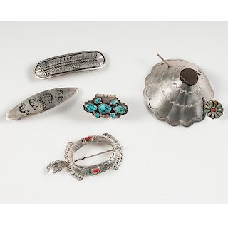 Navajo Silver Barrettes and Hair Holders