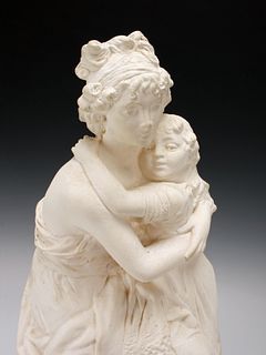 MOTHER AND CHILD PLASTER STATUE
