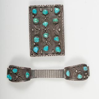 Navajo Silver and Turquoise Bolo Plus