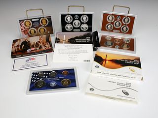 FOUR U.S. MINT PROOF COIN SETS ONE SILVER