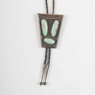 Navajo Silver and Turquoise Bolo